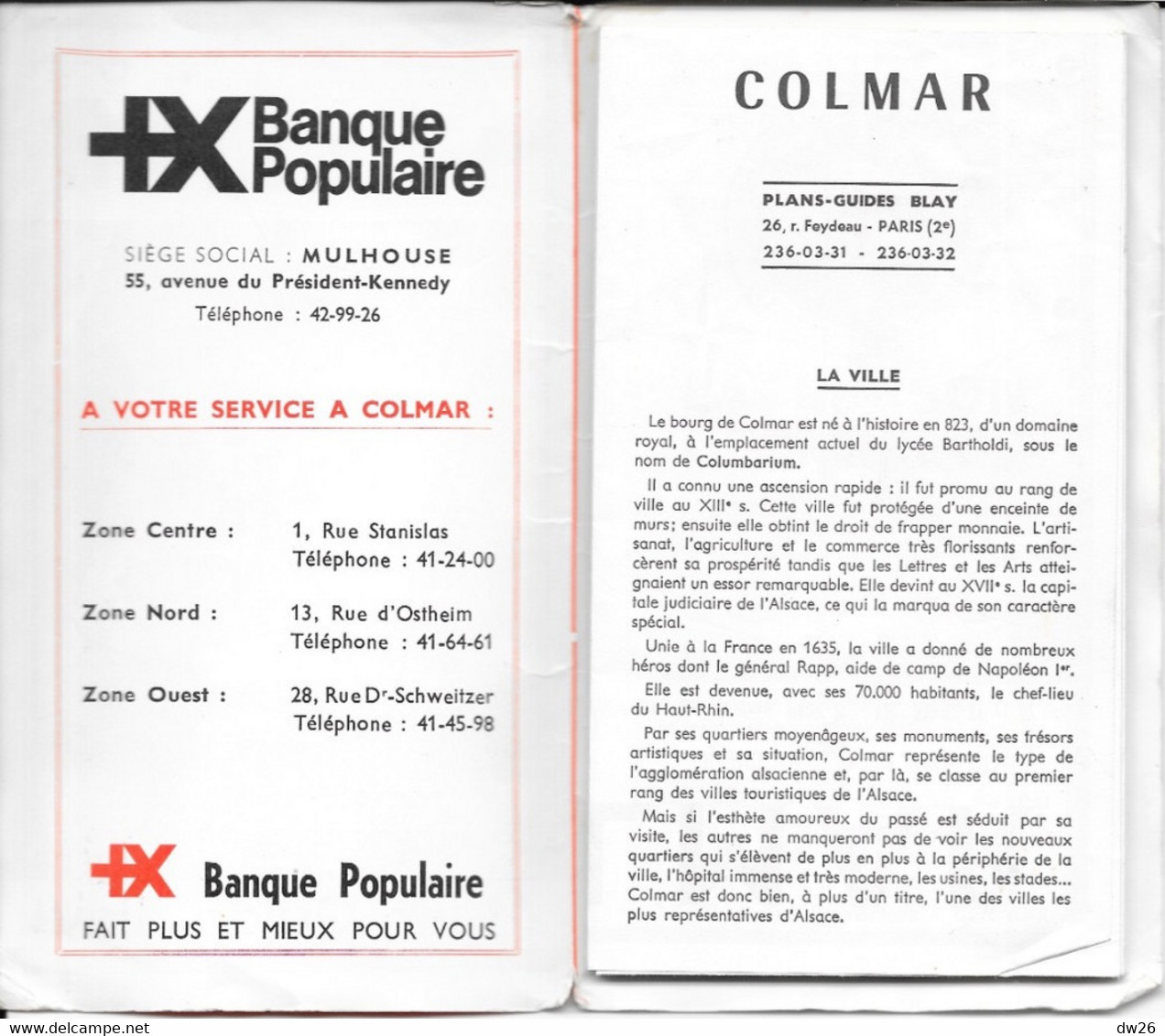 Plan Guide Blay: Colmar, La Ville Avec Curiosités, Renseignements Divers Et Répertoire Des Rues - Autres & Non Classés