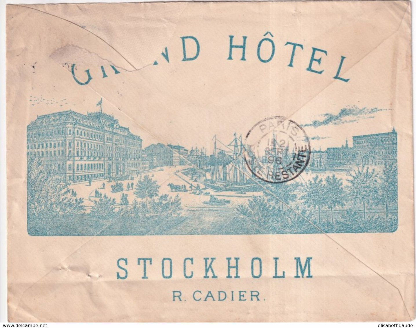 1896 - SUEDE - ENVELOPPE ILLUSTREE Du GRAND HOTEL De STOCKHOLM => MINISTRE DU COMMERCE à PARIS - Briefe U. Dokumente