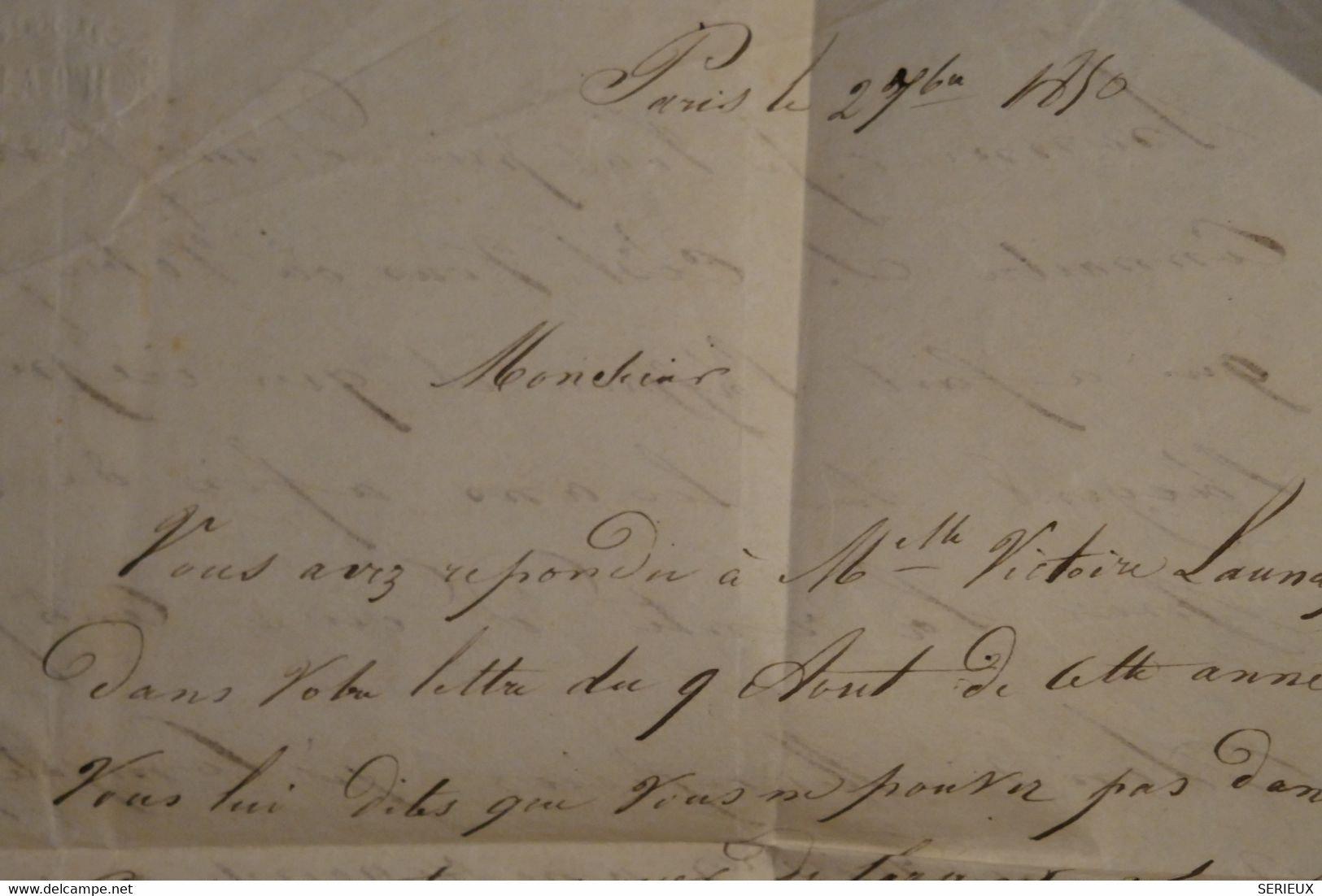 AL12 FRANCE  BELLE  LETTRE  1850 ++++++PARIS  POUR LAFLECHE + CERES N°4  +AFFRANCH. INTERESSANT - 1849-1850 Ceres