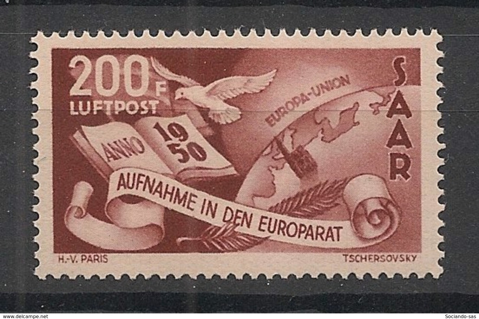 Saar - 1950 - Poste Aérienne PA N°Yv. 13 - Conseil De L'Europe - Neuf Luxe ** / MNH / Postfrisch - Airmail