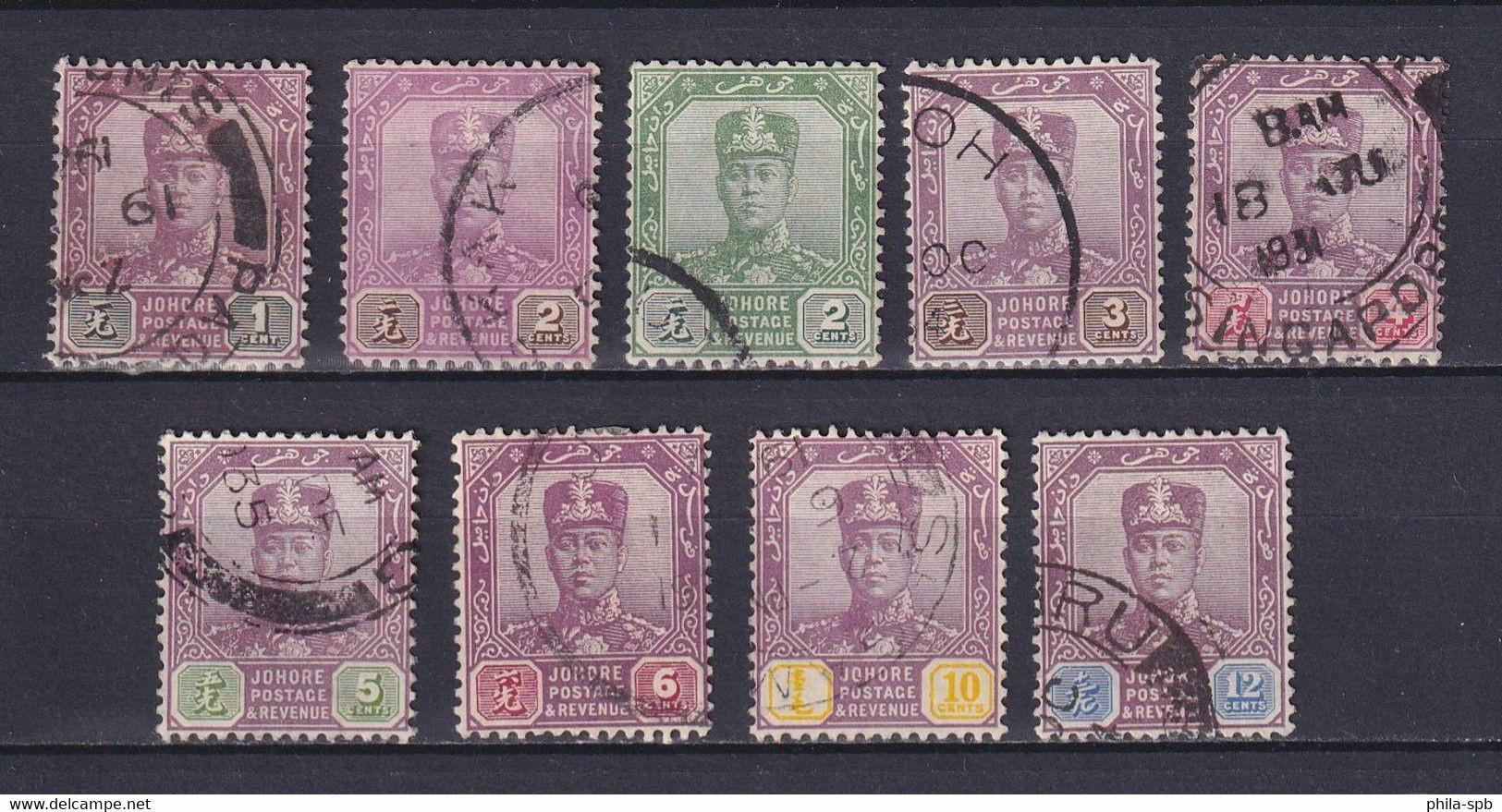 MALAYA JOHORE 1922/41, SG# 103-112, Part Set, Sultan Ibrahim, Used - Johore