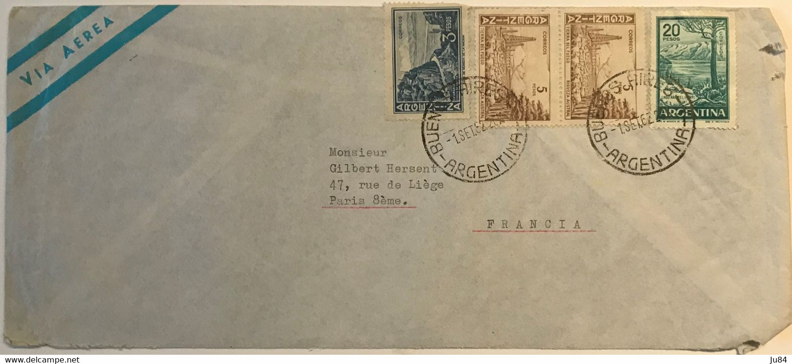 Argentine - Buenos Aires - Lettre Avion Pour La France (Paris) - Bel Affranchissement - 1 Septembre 1962 - Used Stamps