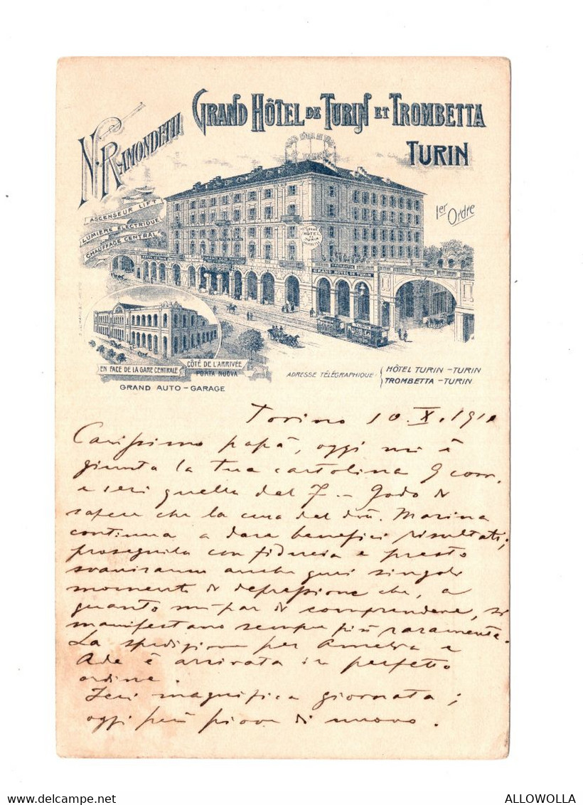 14919 " GRAND HOTEL DE TURIN ET TROMBETTA-TURIN " -CART. POST. SPED.1911 - Bares, Hoteles Y Restaurantes