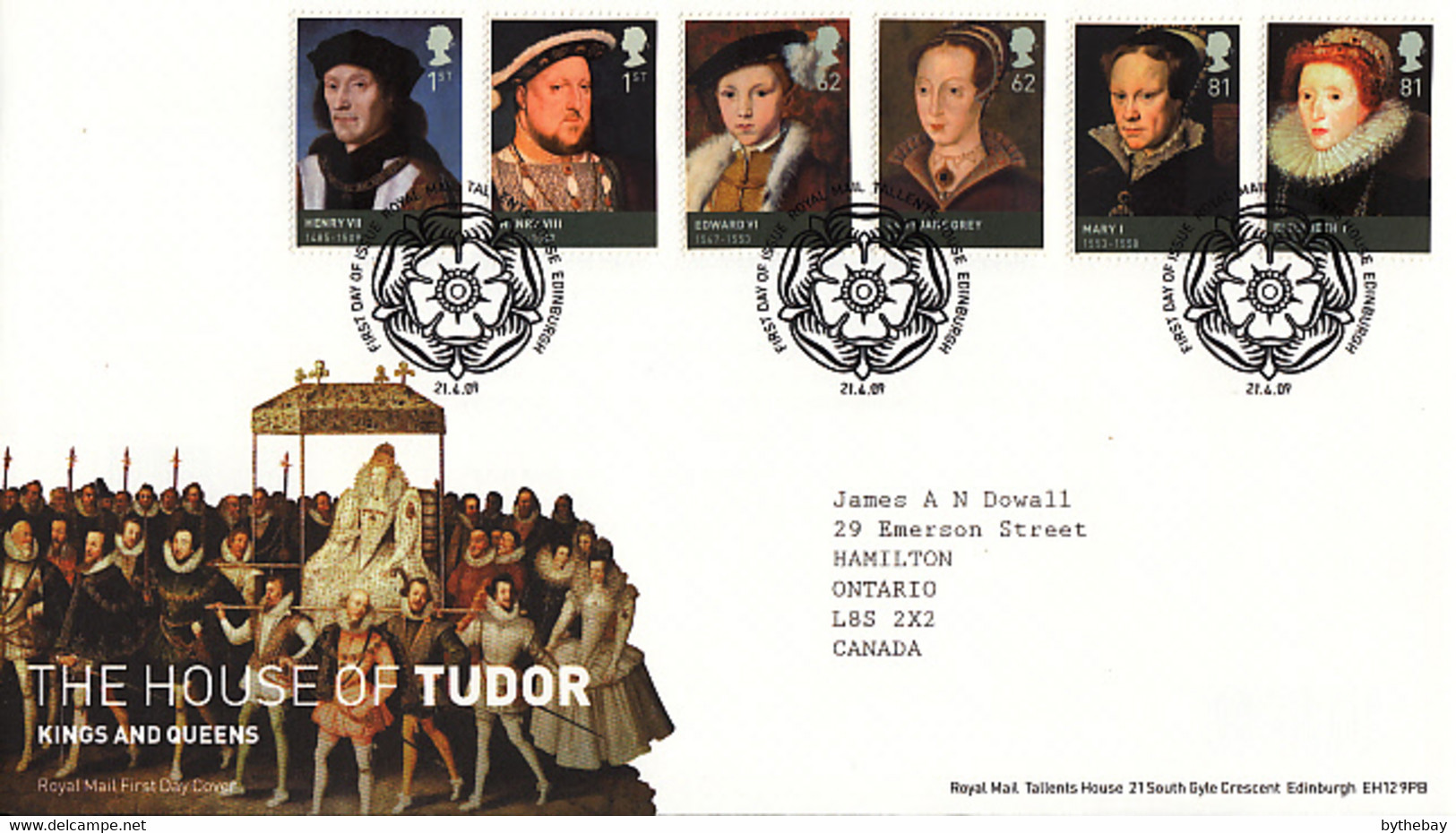 Great Britain 2009 FDC Sc #2653-#2658 Tudors British Royalty - 2001-2010 Decimal Issues
