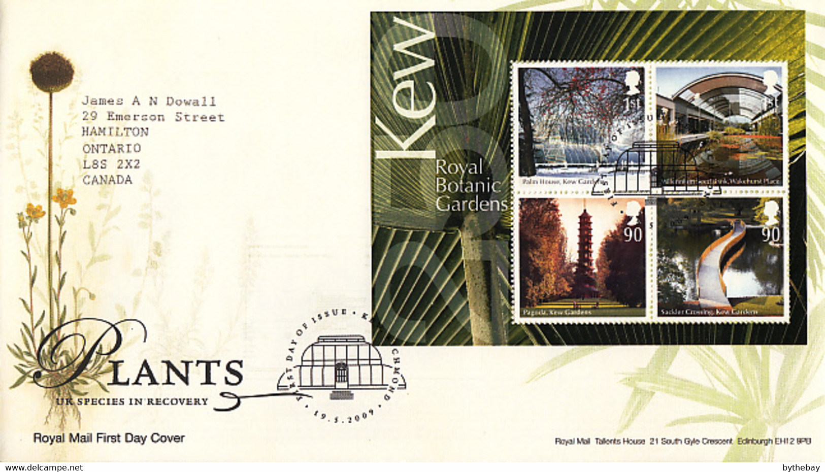 Great Britain 2009 FDC Sc #2670 Sheet Of 4 Royal Botanic Gardens, Kew - 2001-2010. Decimale Uitgaven