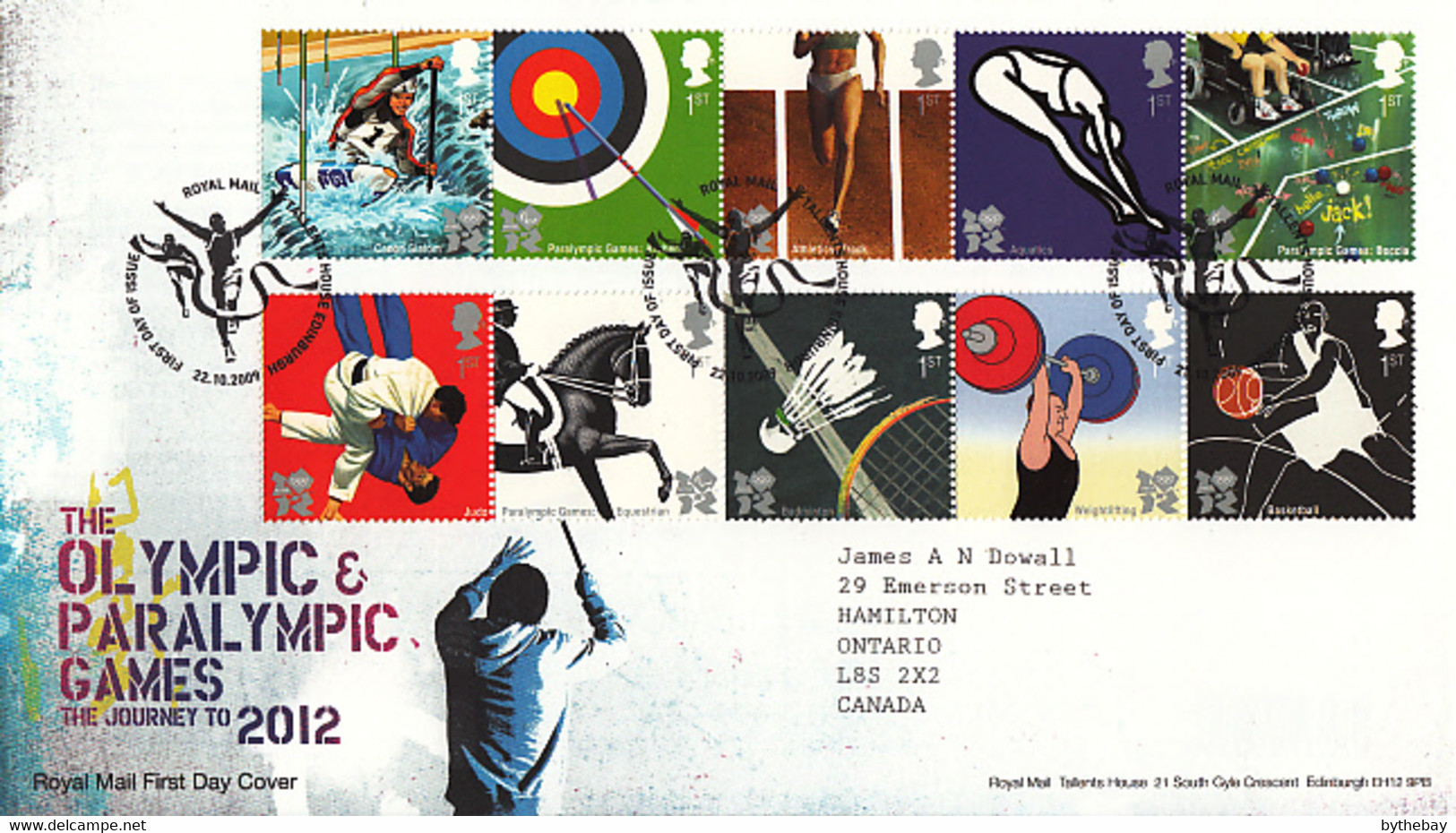 Great Britain 2009 FDC Sc #2706a, #2711a Sports Of 2012 Olympics, Paralympics - 2001-2010 Em. Décimales