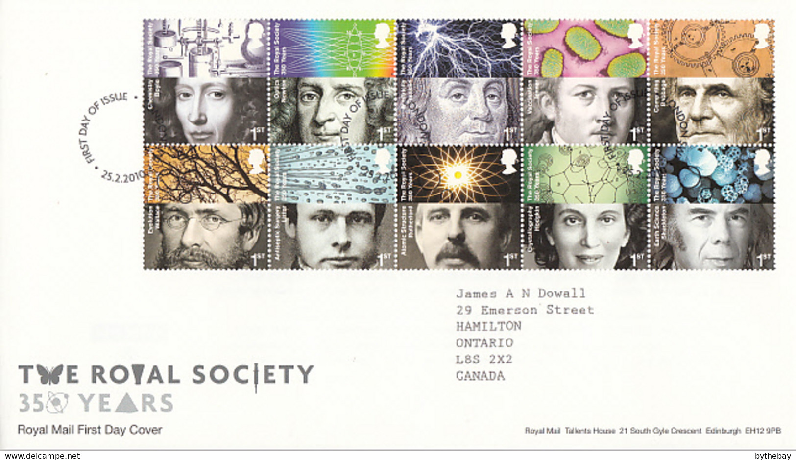 Great Britain 2010 FDC Sc #2756a Block Of 10 Scientists Royal Society 350th Ann - 2001-2010 Decimal Issues