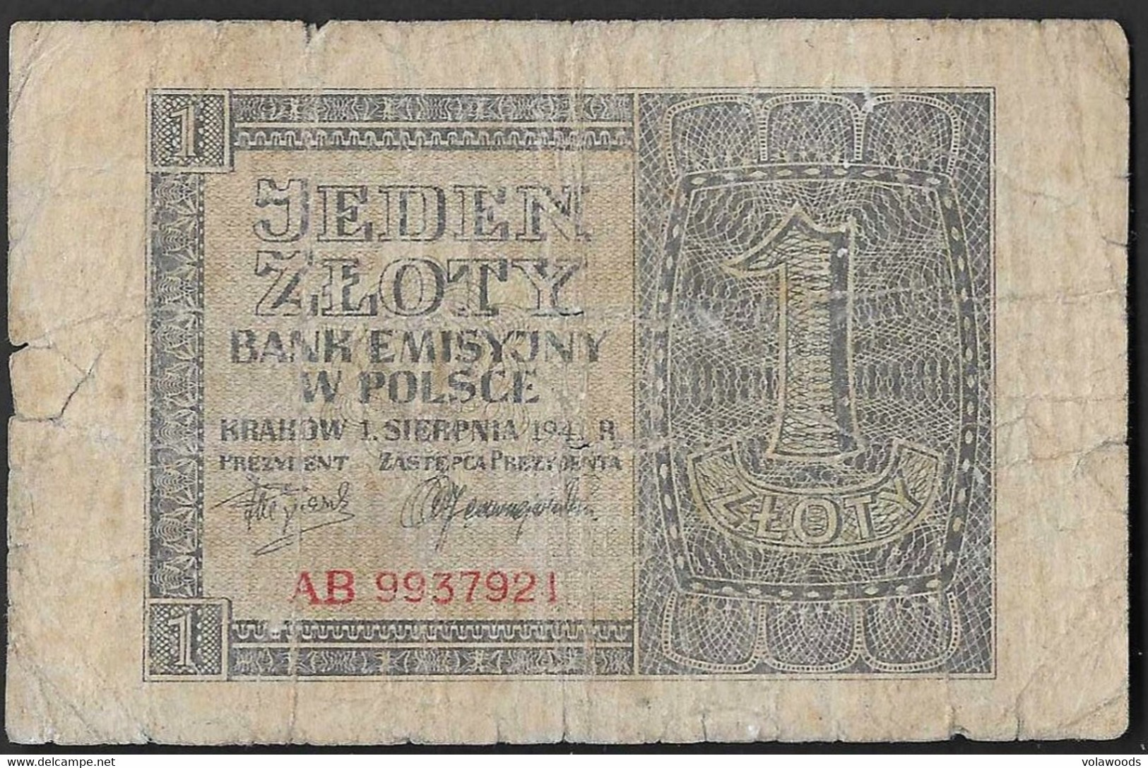Polonia - Banconota Circolata Da 1 Zloty P-99a - 1941 #17 - Pologne