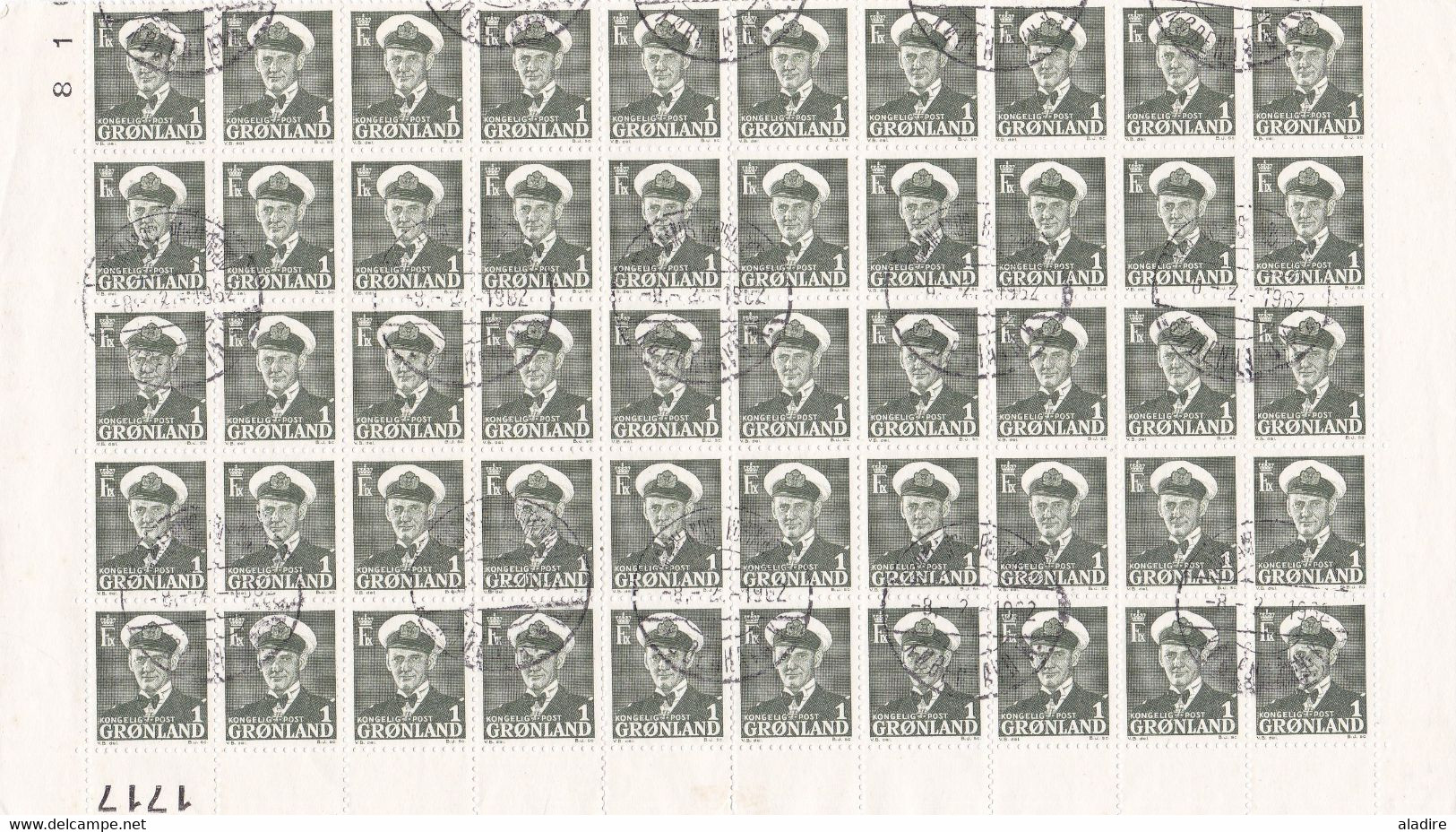 1956 - Block Of 50 Stamps N° 19 - Koning Frederick IX - Canceled - Blocchi