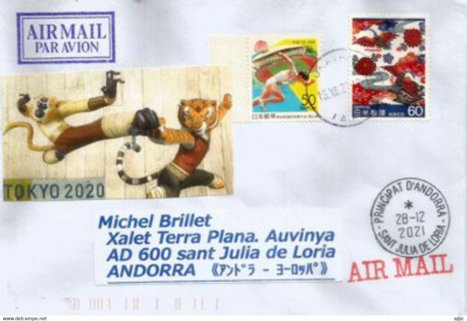 Kung Fu, Attempt To Become An Olympic Sport.KUNG FU MASCOTS,letter Sent To ANDORRA,with Local Arrival Postmark - Zonder Classificatie