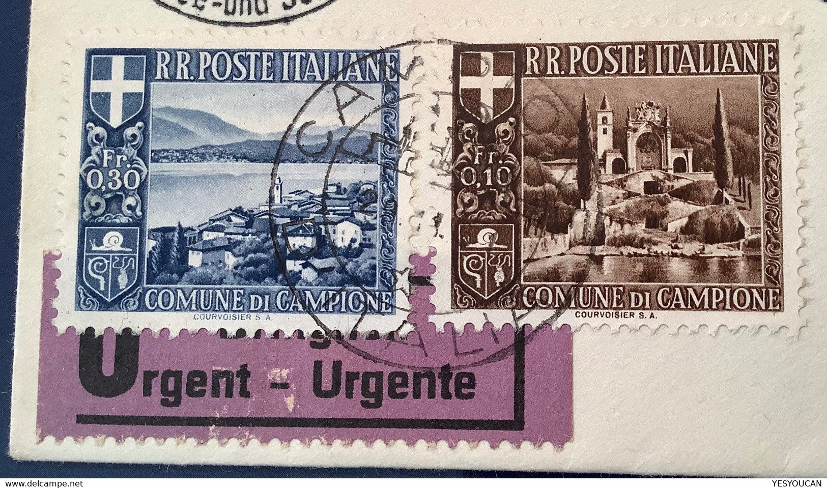 Campione D’ Italia 1944 Segnatasse Lettera(Schweiz Brief Portomarken Postage Due Local Post Cover Garden Architecture - Local And Autonomous Issues