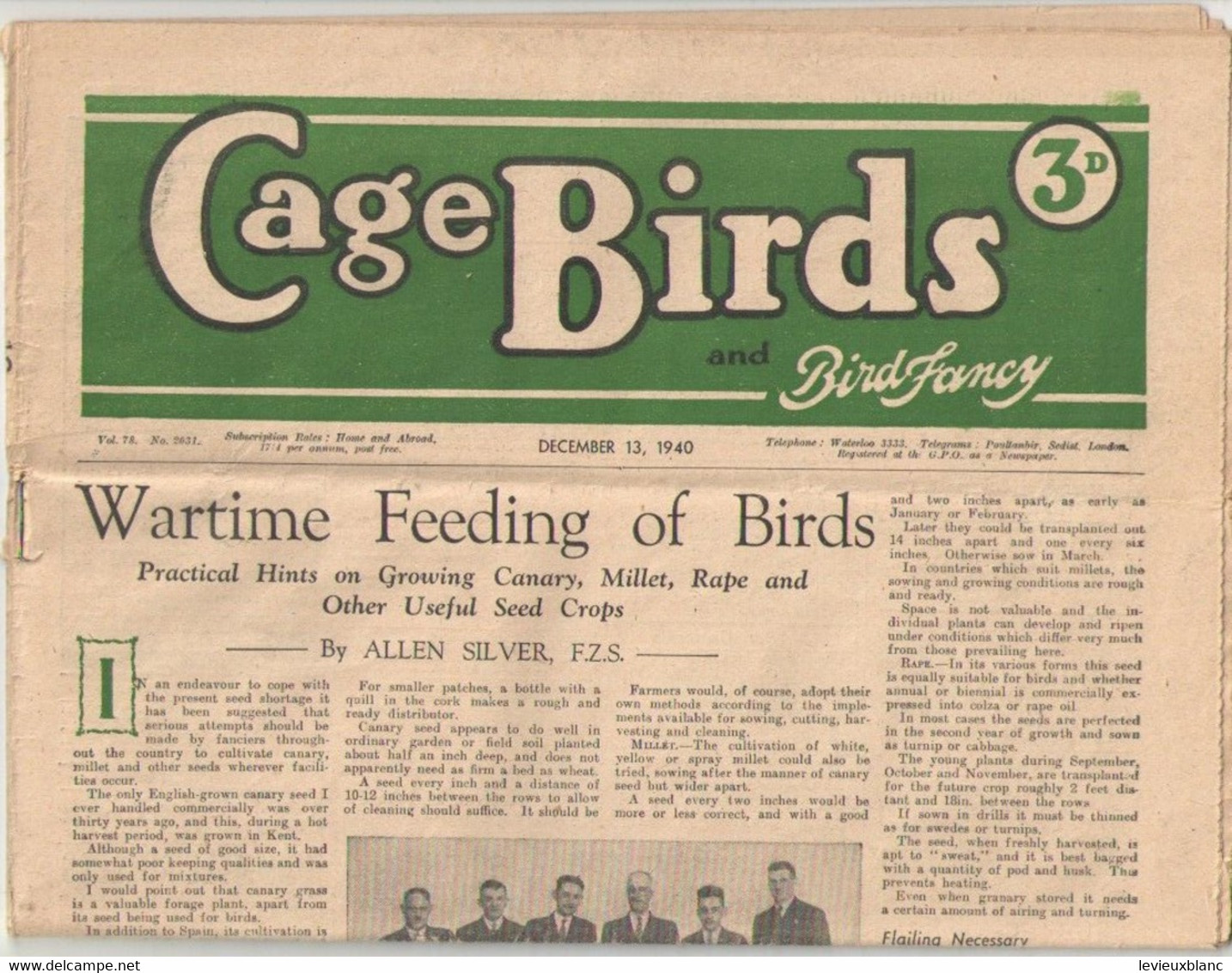 Montreal CAGE BIRDS And Bird Fancy/Official Bulletin/Montreal CANARY And CAGE BIRD Association/1940          VPN375 - Animaux