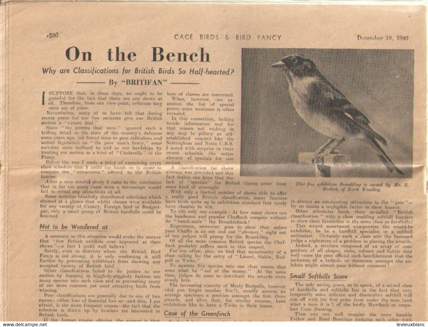 Montreal CAGE BIRDS And Bird Fancy/Official Bulletin/Montreal CANARY And CAGE BIRD Association/1940          VPN375 - Animales