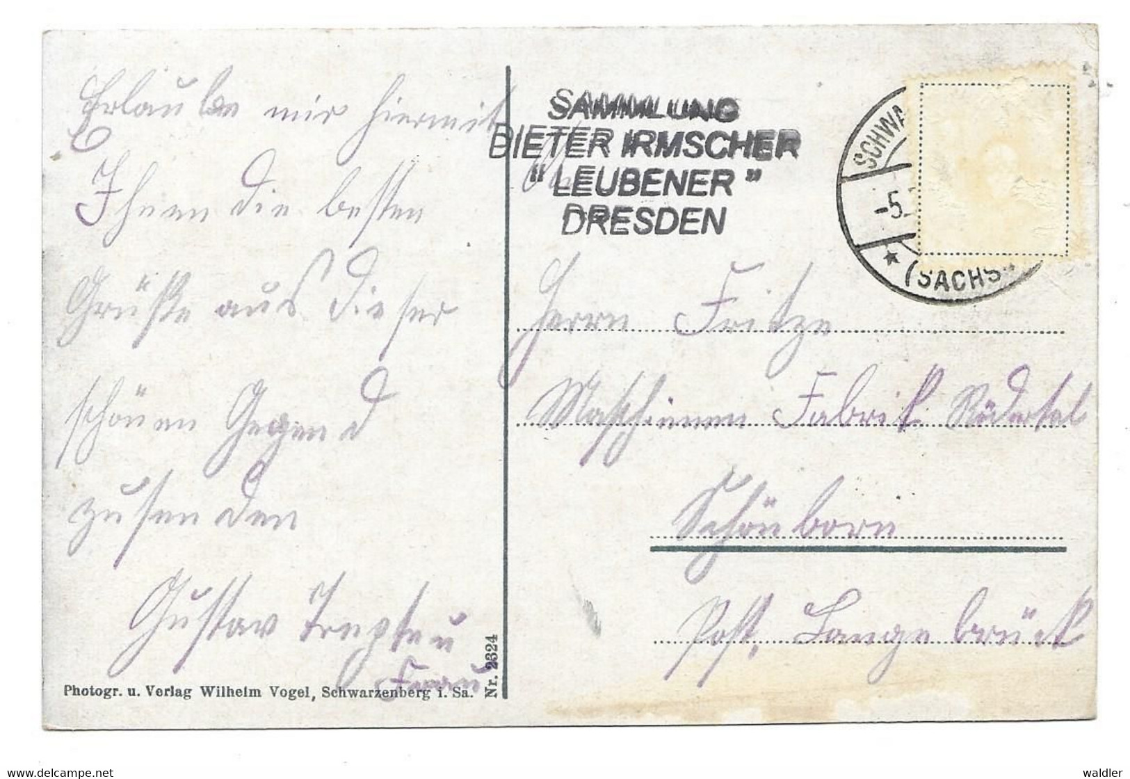 9430  SCHWARZENBERG I. SÄCHS. ERZGEB.   VOGEL KARTE  2324 - Schwarzenberg (Erzgeb.)