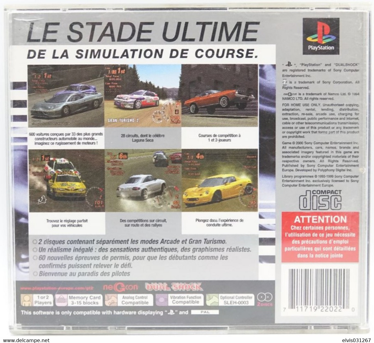 SONY PLAYSTATION ONE PS1 : GRAN TURISMO 2 THE REAL DRIVING SIMULATOR - PLATINUM - Playstation