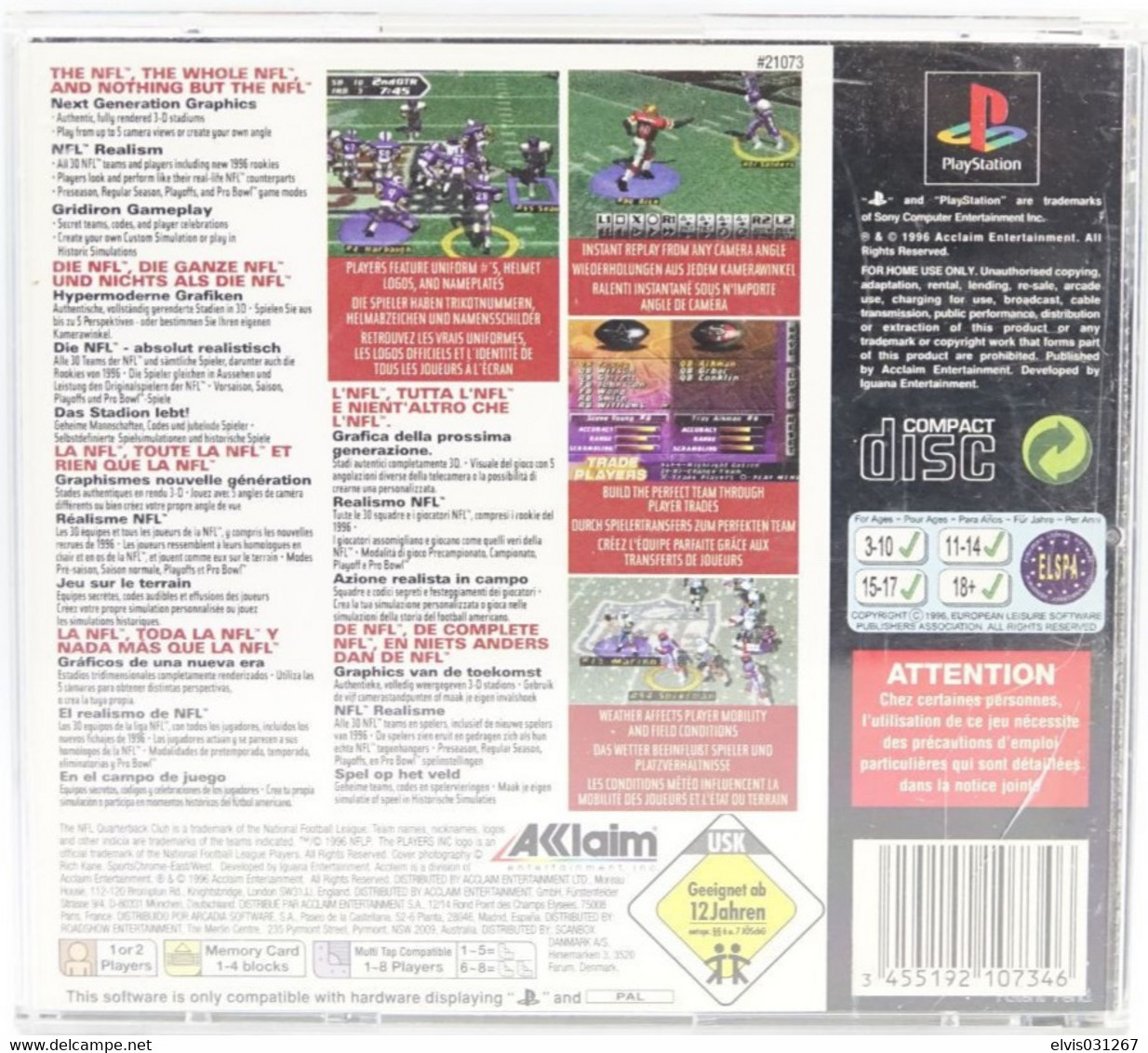 SONY PLAYSTATION ONE PS1 : NFL QUARTERBACK CLUB 97 - Playstation