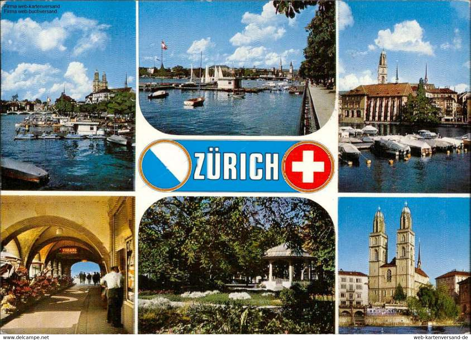 Zürich, Limmatquai, Bellerivequai, Wasserkirche, Helmhaus, Bürklianlage, 1975 - Elm