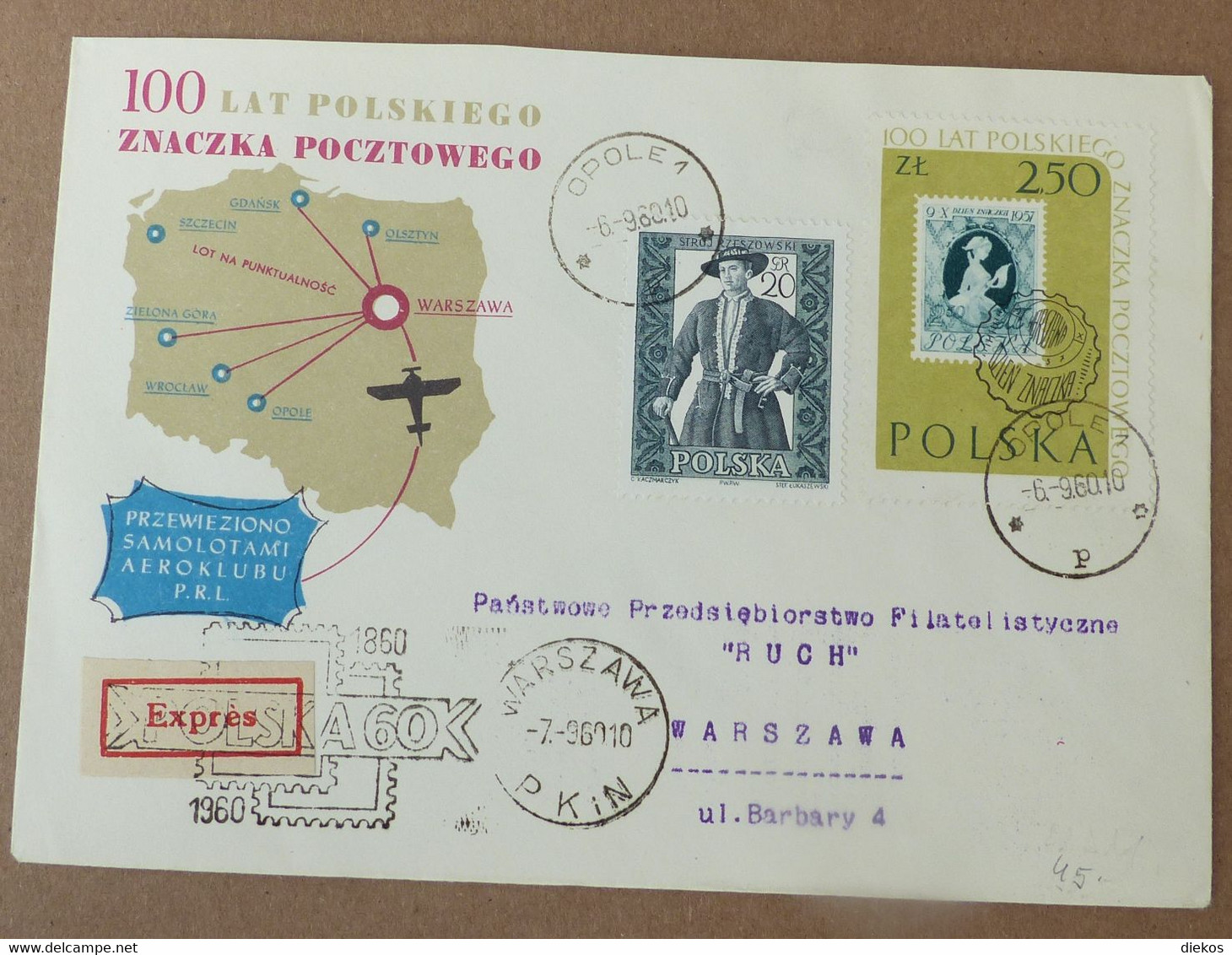 Polen Luftpost Lotnicza   Airplane  Opole Warschau  1960     #cover5510 - Avions