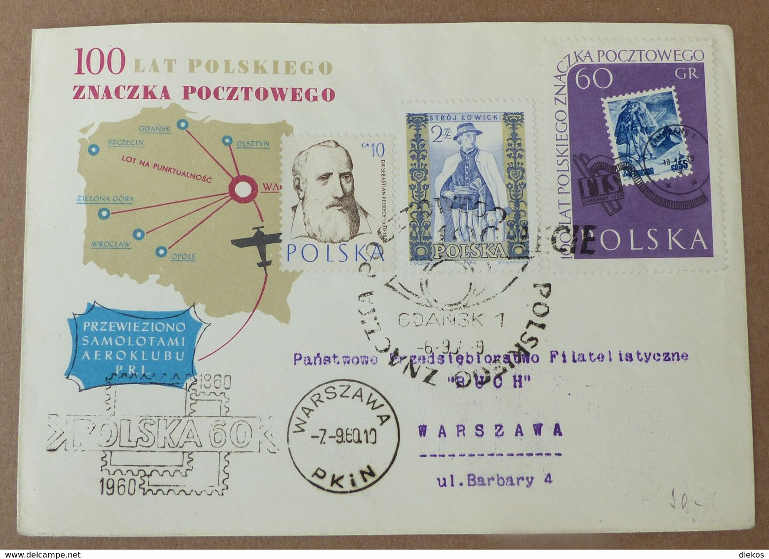 Polen Luftpost Lotnicza   Airplane  Warschau  1960     #cover5511 - Flugzeuge