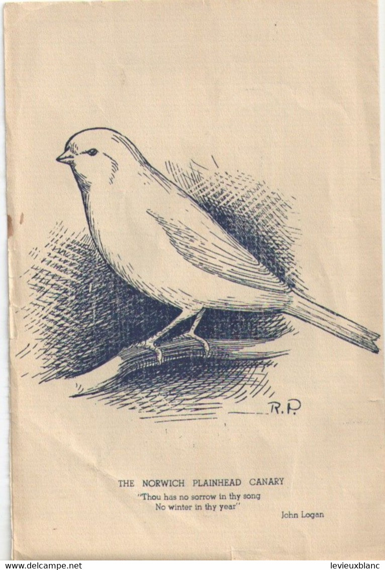 The Montreal CANARY And CAGE BIRDS Association/Canada's Championship Show/Legion Hall VERDUNl/1942   VPN378 - Tiere