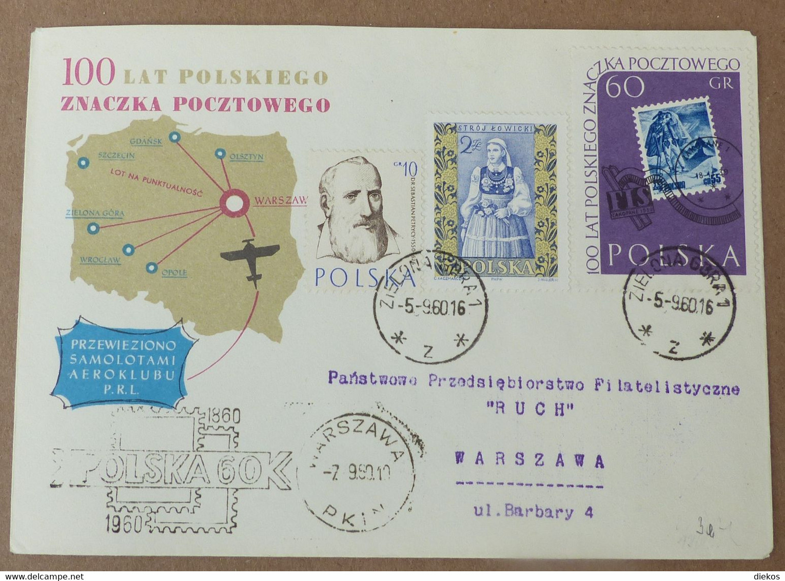 Polen Luftpost Lotnicza   Airplane Warschau  1960     #cover5514 - Airplanes