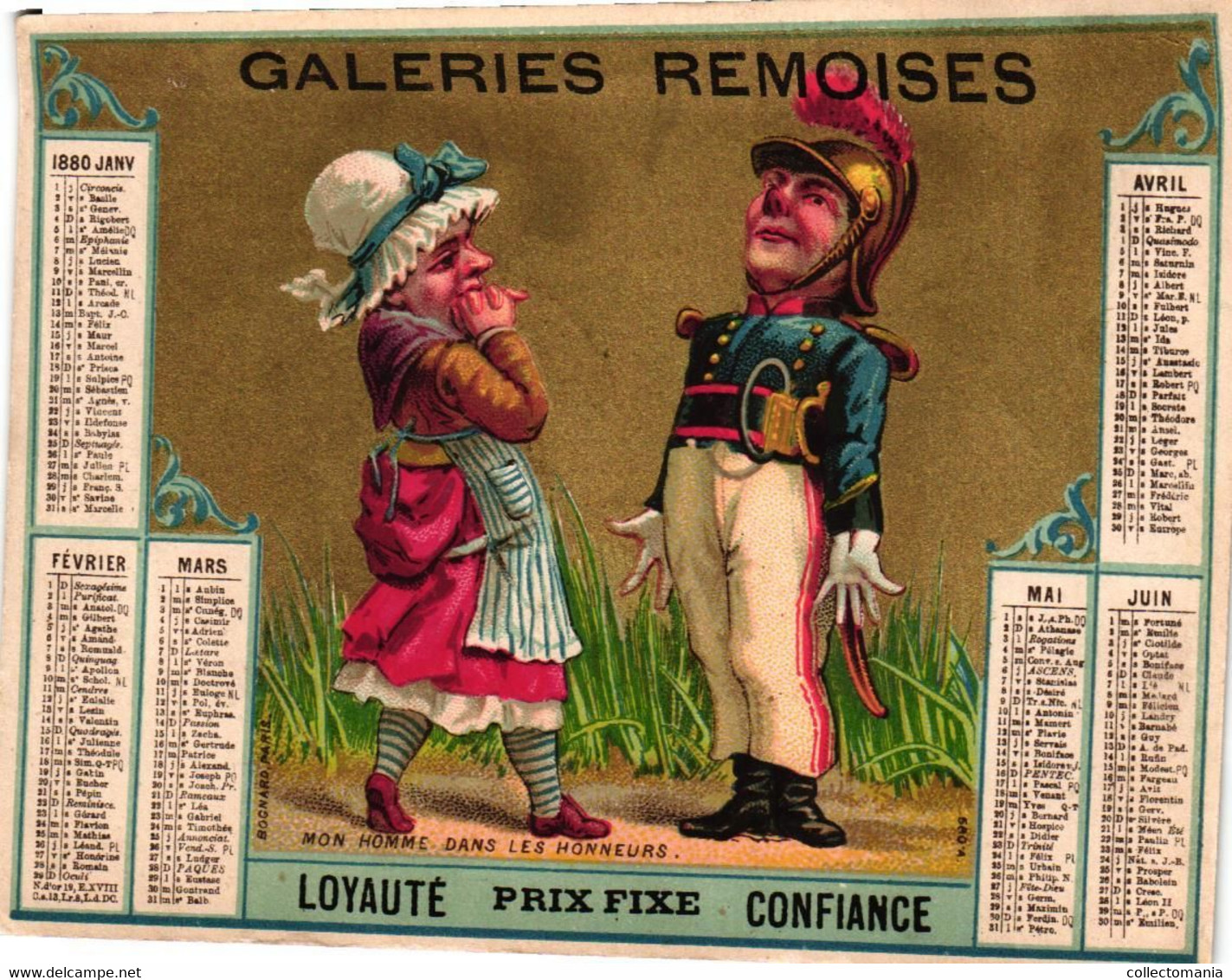 4 Calendriers  1880  Galeries Remoises REIMS  Impr. BOGNARD - Small : ...-1900