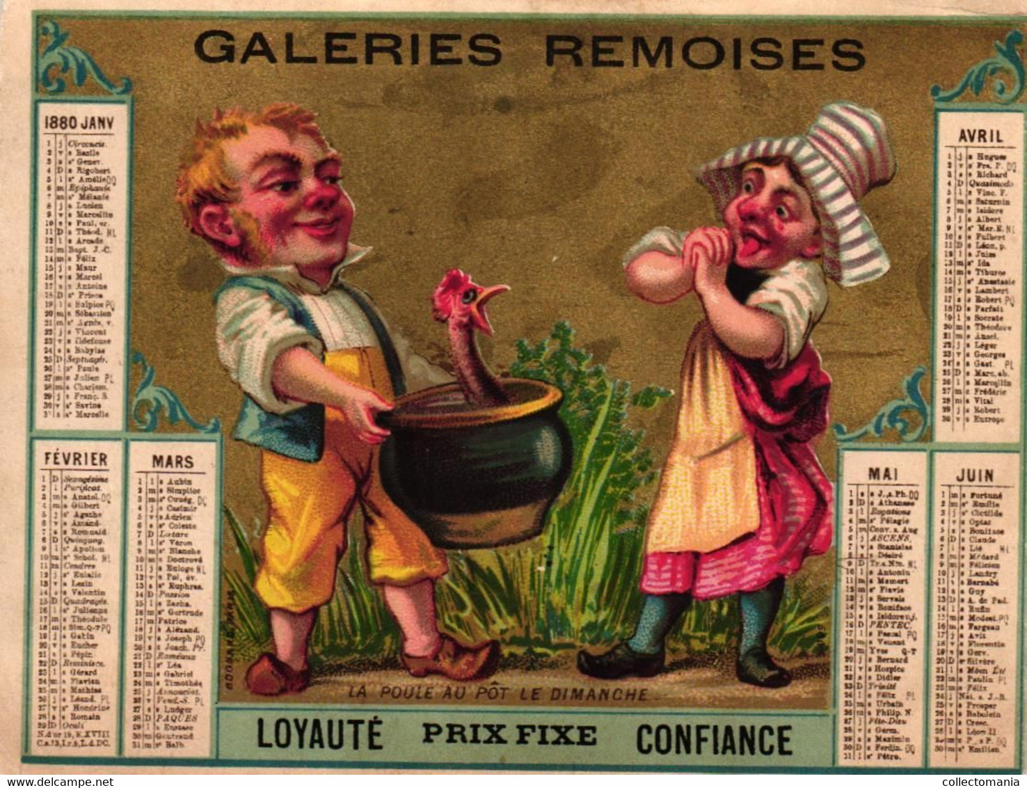 4 Calendriers  1880  Galeries Remoises REIMS  Impr. BOGNARD - Petit Format : ...-1900