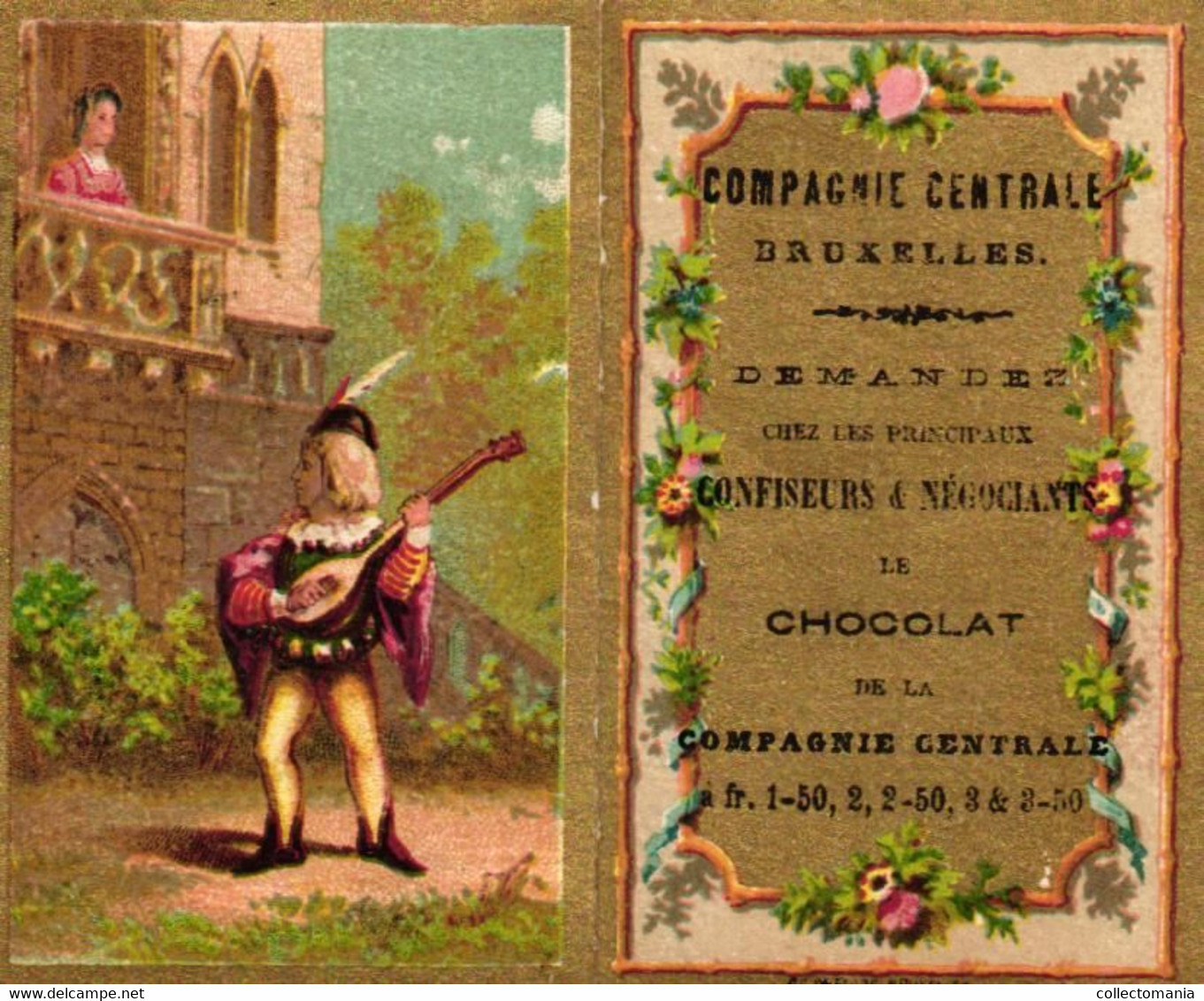 1 Calendrier  1882  Compagnie Central BRUXELLES  Chocolat   Confiseurs Impr. Gouweloos - Small : ...-1900