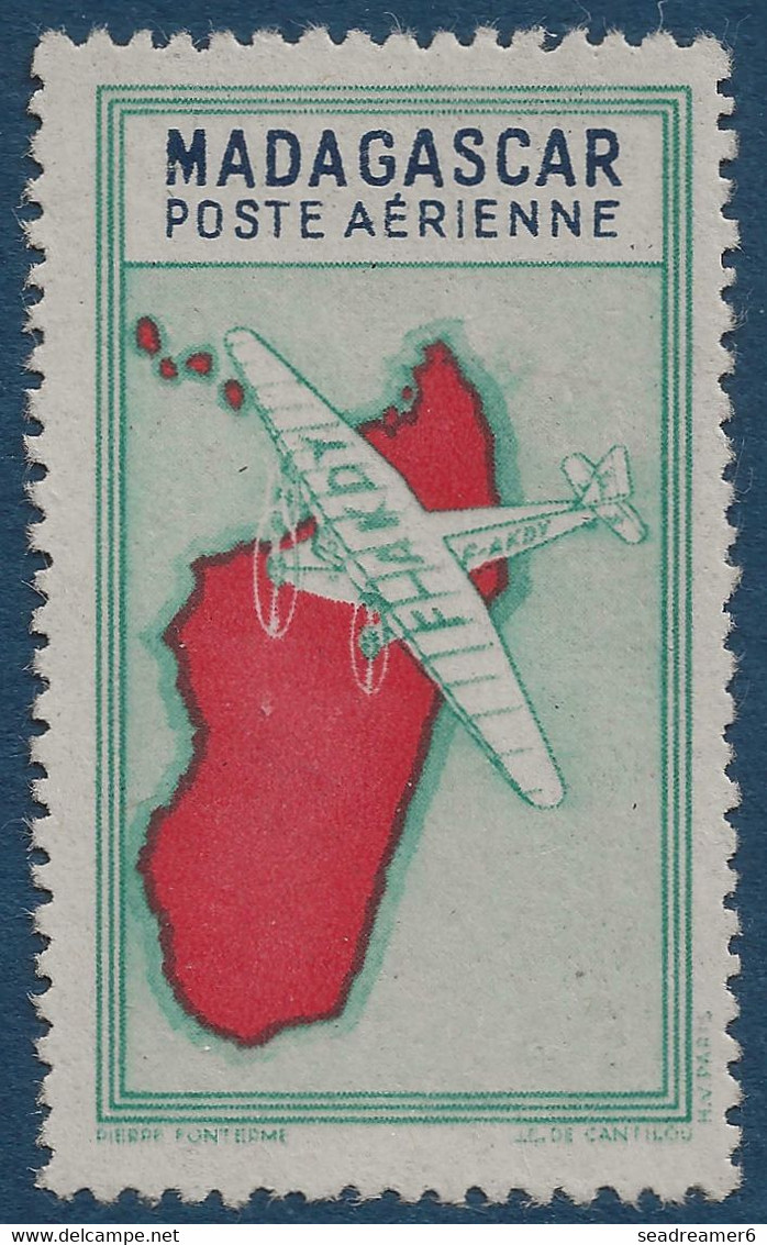 FRANCE Colonies Madagascar Poste Aérienne N°36* 10fr Vert & Bleu Sans Faciale Pas Courant ! - Poste Aérienne