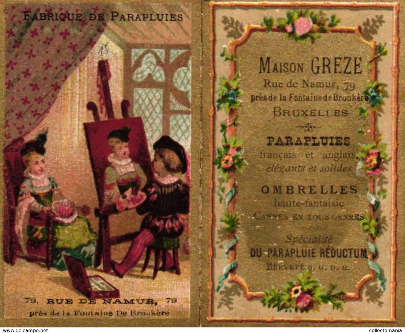 1 Calendrier  1882 Maison Greze Fabrique De Parapluies Rue De Namur Bruxelles - Kleinformat : ...-1900