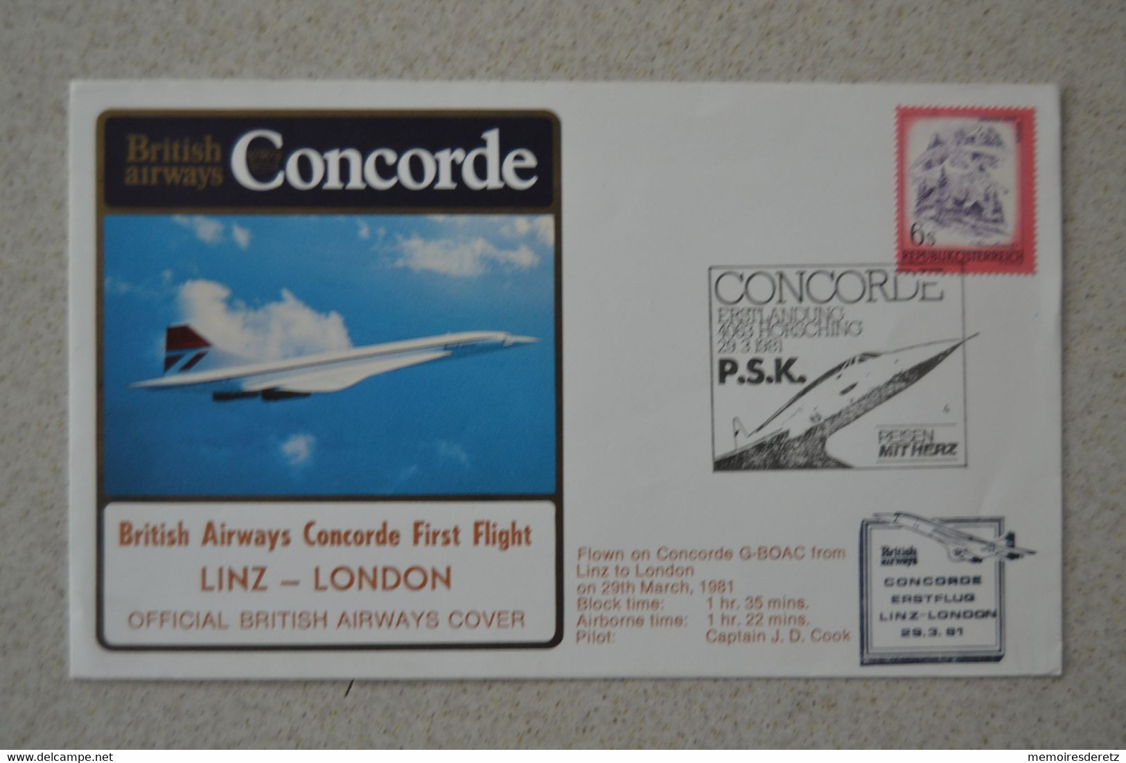 Avion CONCORDE - Pli Vol 23/03/1981 LINZ LONDON - Concorde