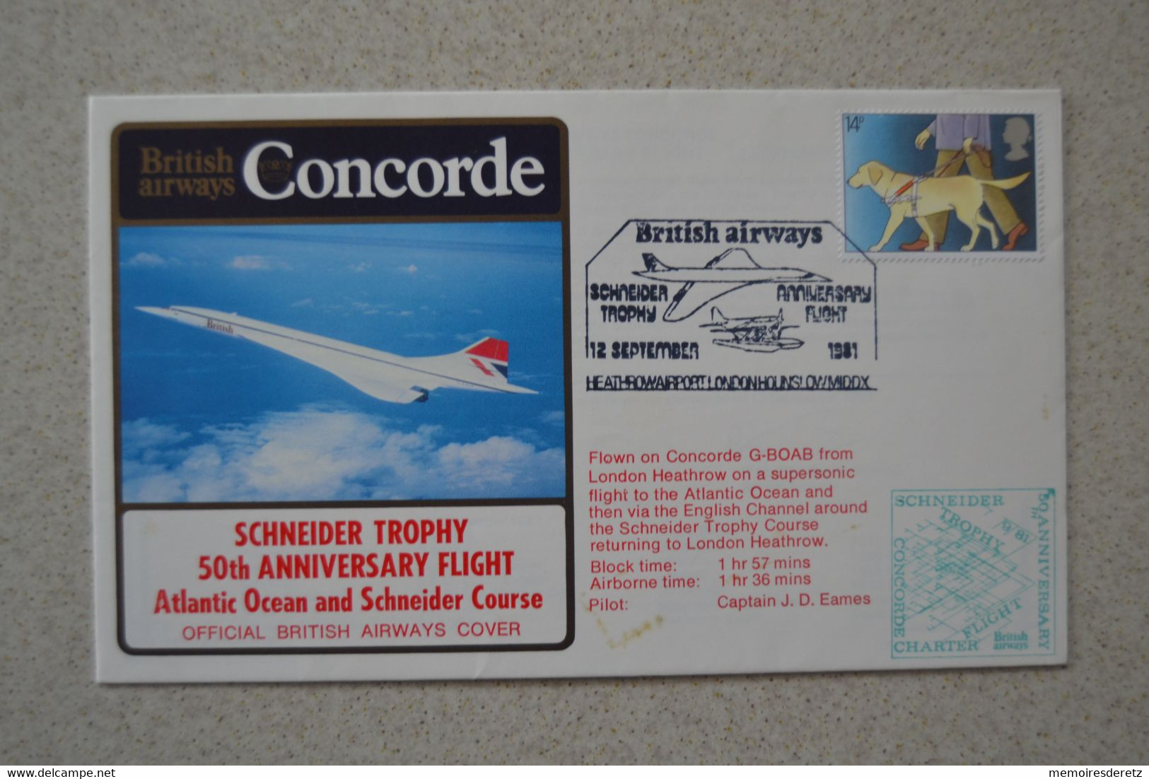 Avion CONCORDE - Pli Vol 12/09/1981 - SCHNEIDER TROPHY 50th Anniversary Flight Atlantic Ocean - Concorde