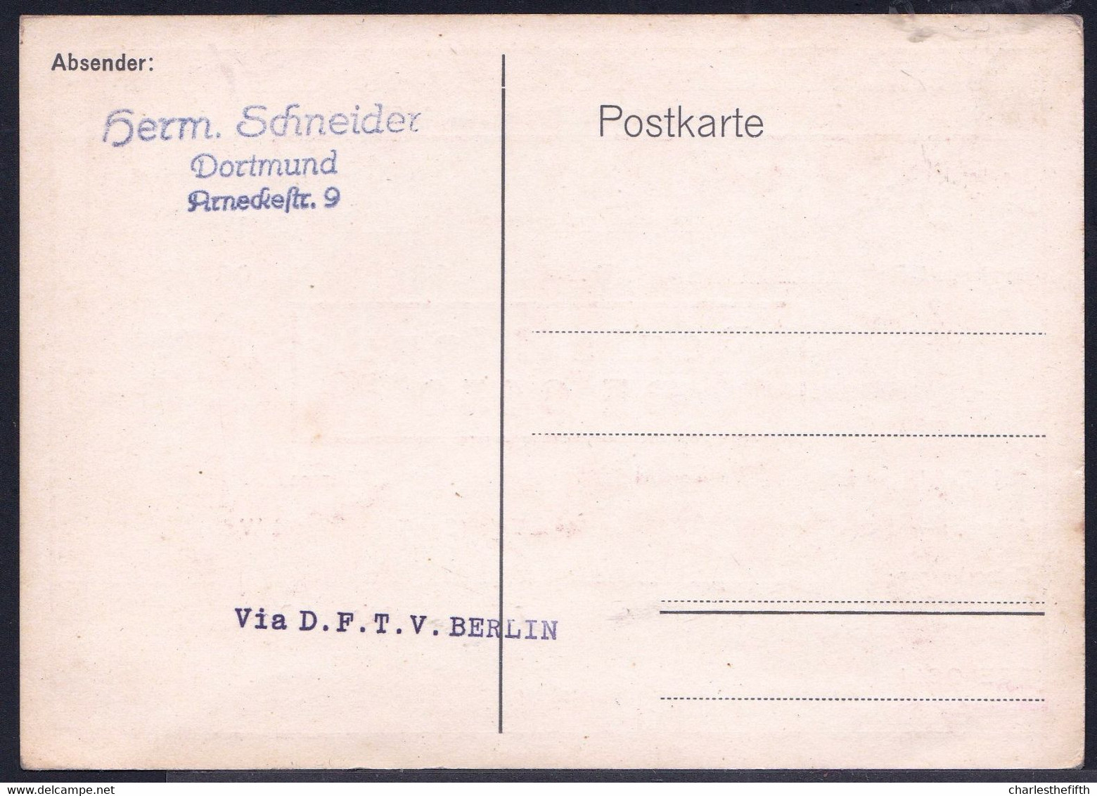 DORTMUND 1927 DEUTSCHE KURZWELLEN EMPFANGSSTATION - SHORT WAVE - AMATEUR RADIO STATION  QSL   DE0450 - Via BERLIN - Sonstige & Ohne Zuordnung