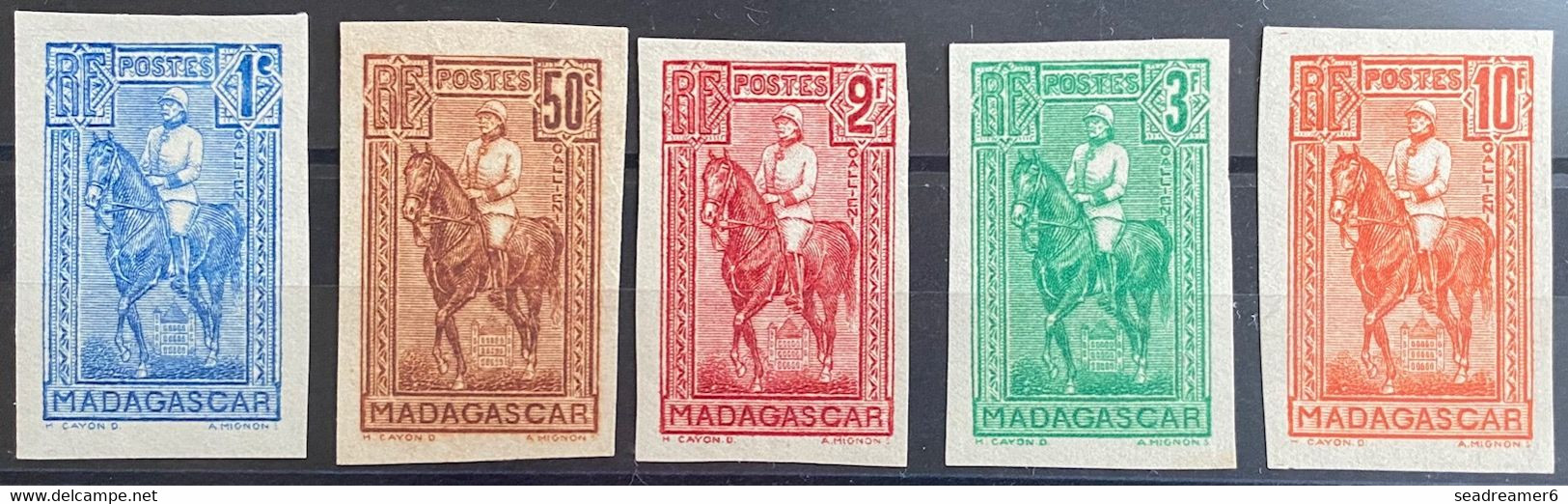 FRANCE Colonies Madagascar N°183 à 187* Géneral Simon Joseph Galliéni Série Non Dentelé TTB - Neufs