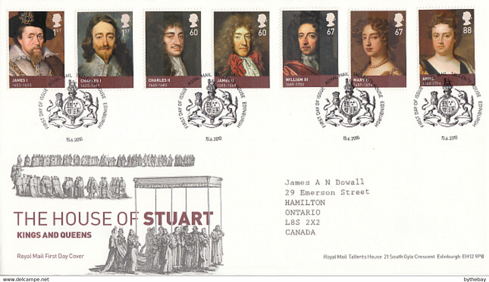 Great Britain 2010 FDC Sc #2807-#2813 Stuarts British Royalty - 2001-2010 Em. Décimales