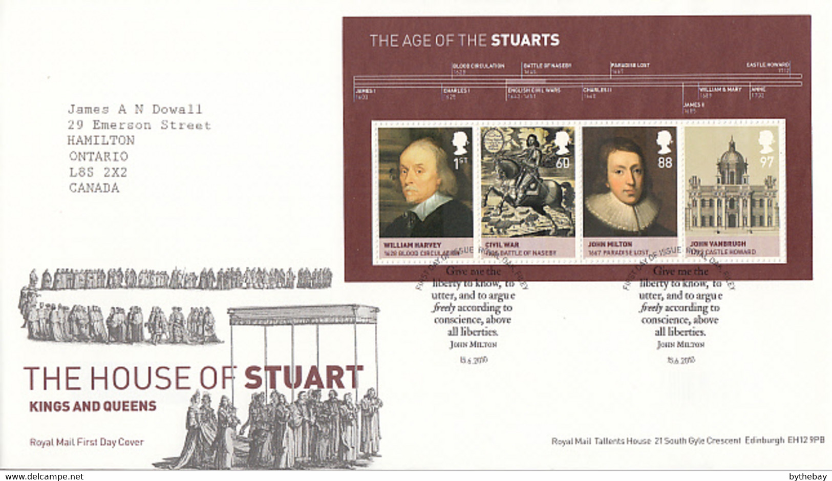 Great Britain 2010 FDC Sc #2814 Sheet Of 4 The Age Of The Stuarts British Royalty - 2001-2010 Decimal Issues