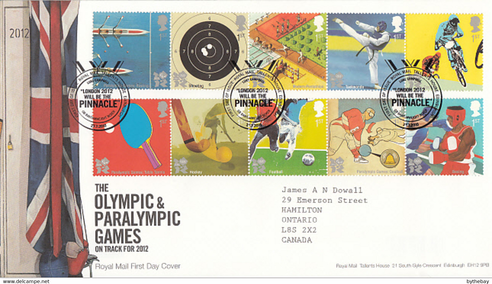 Great Britain 2010 FDC Sc #2819a, #2824a Sports Of 2012 Olympics, Paralympics - 2001-2010 Decimal Issues