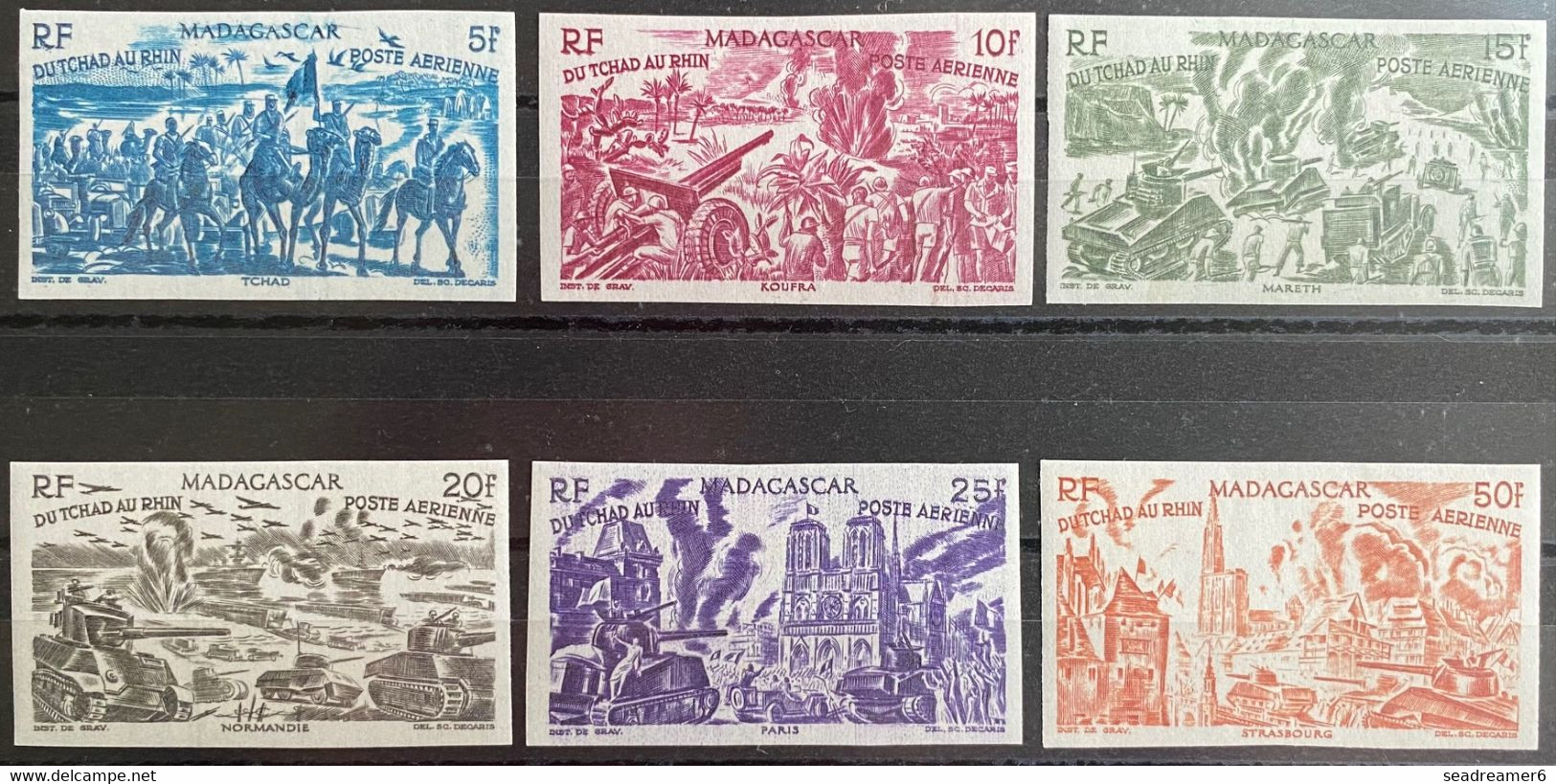 FRANCE Colonies Madagascar Poste Aérienne N°66 à 71**  Série Tchad Au Rhin Non Dentelé ! TTB - Posta Aerea