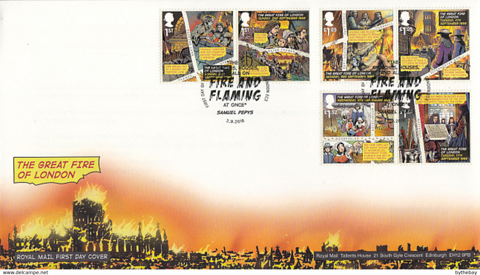 Great Britain 2016 FDC The Great Fire Of London - 2011-2020 Ediciones Decimales