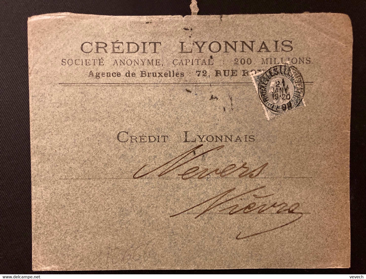 LETTRE Pour La FRANCE TP 50 Perforé CL OBL;21 JANV 1899 BRUXELLES + CREDIT LYONNAIS BANQUE - 1863-09