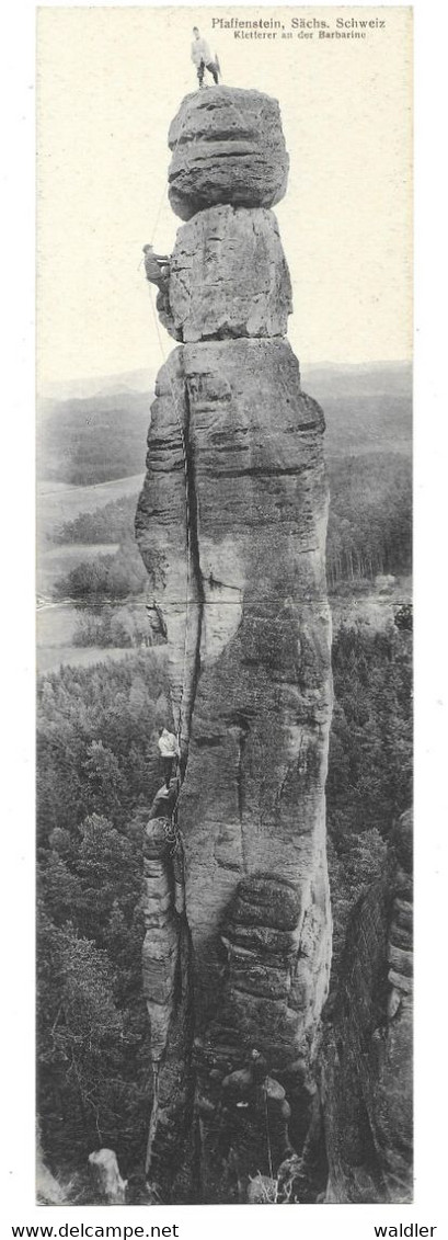 SÄCHS. SCHWEIZ  --  KLETTERER AN DER BARBARINE  -  DOPPELKARTE - Bastei (sächs. Schweiz)