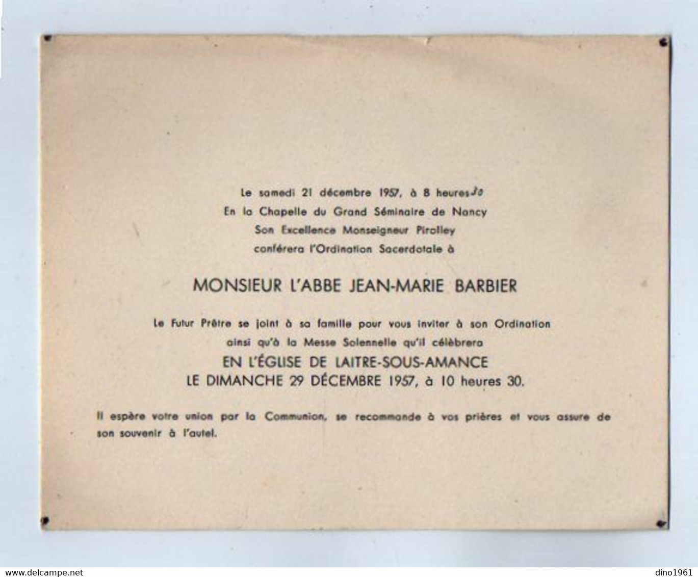 VP18.790 - Chapelle Du Grand Séminaire De Nancy 1957 - Ordination Sacerdotale à Mr L'Abbé Jean - Marie BARBIER - Religione & Esoterismo