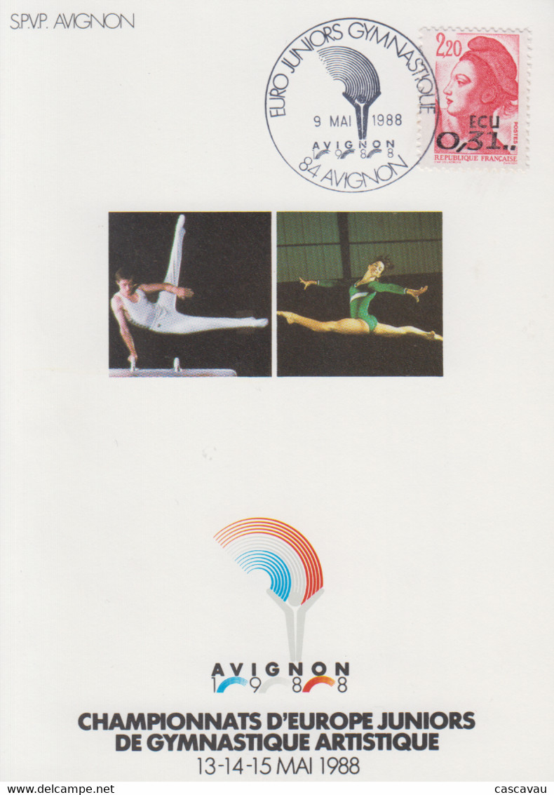 Carte  FRANCE     EURO  JUNIORS    De    GYMNASTIQUE  ARTISTIQUE      AVIGNON   1988 - Gymnastique
