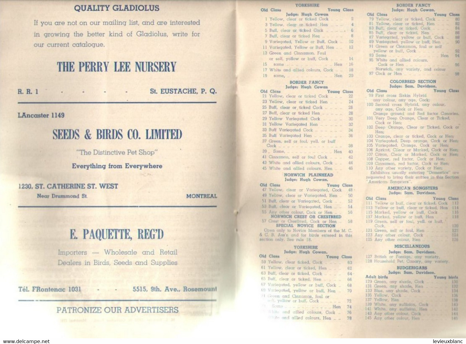 The Montreal CANARY And CAGE BIRDS Association/The Grand National Bird Show Of Canada/Congress Hall Montréal/1944 VPN379 - Animales