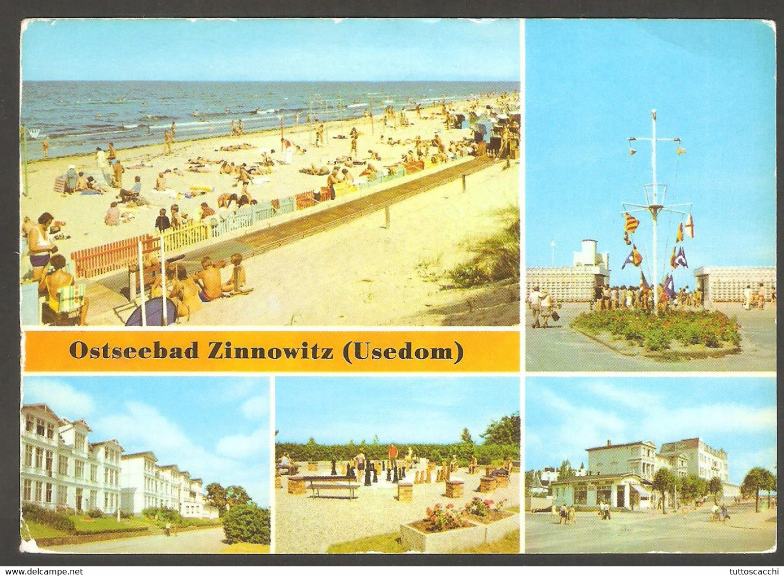 ZINNOWITZ - Picture Postcard With Outdoor Chess Set, Traveled - Echecs