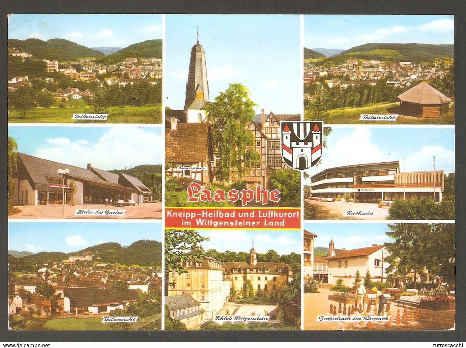 LAASPHE - Picture Postcard With Outdoor Chess Set, Traveled - Echecs