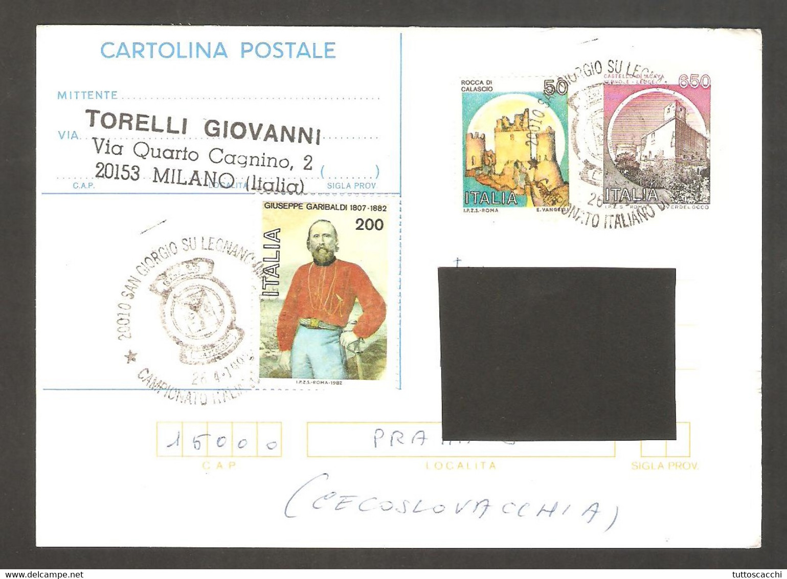 Italy 1992 San Giorgio Su Legnano - Chess Cancel On Postcard, Traveled - Chess
