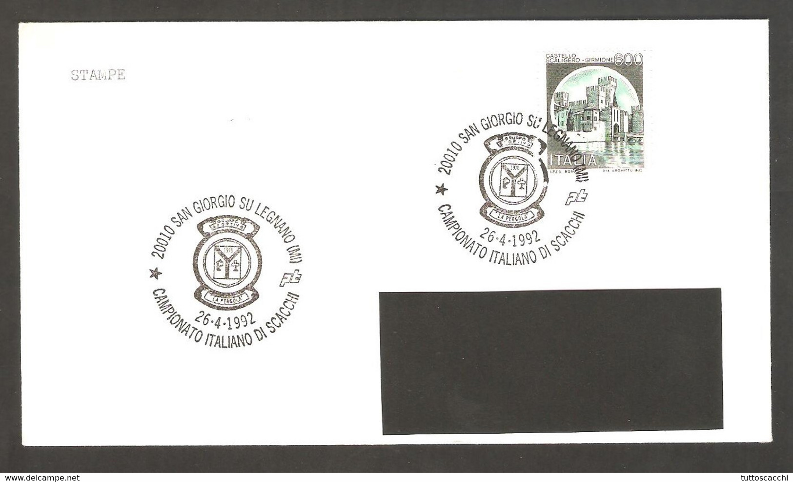 Italy 1992 San Giorgio Su Legnano - Chess Cancel On Envelope, Traveled - Echecs