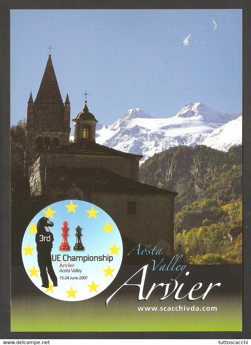 Italy 2007 Arvier - Chess Cancel On Commemorative Postcard, Chess Stamp - Echecs