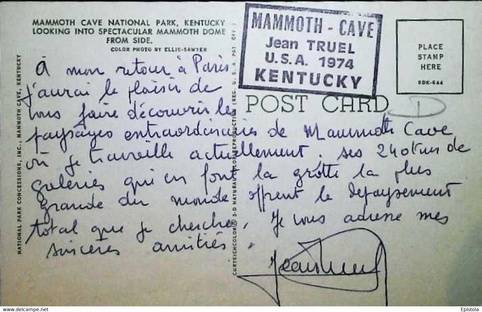 ► MAMMOTH CAVE NATIONAL PARK (Grotte) - Kentucky  Jean Truel 1974 - USA Nationalparks